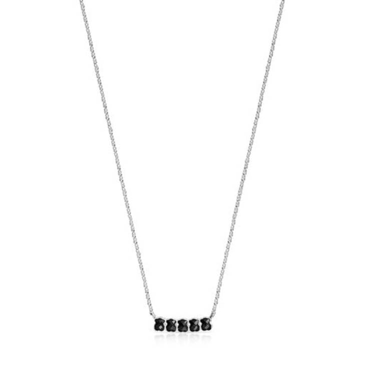 COLLAR DE PLATA CON 5 MOTIVOS OSO MINI ONIX
